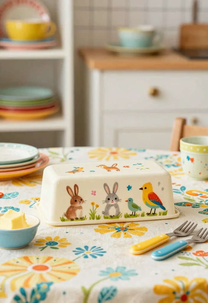 16 Pottery Painting Butter Dish Ideas With Charming Detail - 2. Whimsical Animal Illustrations: Perfect for Kids’ Meal Times 1