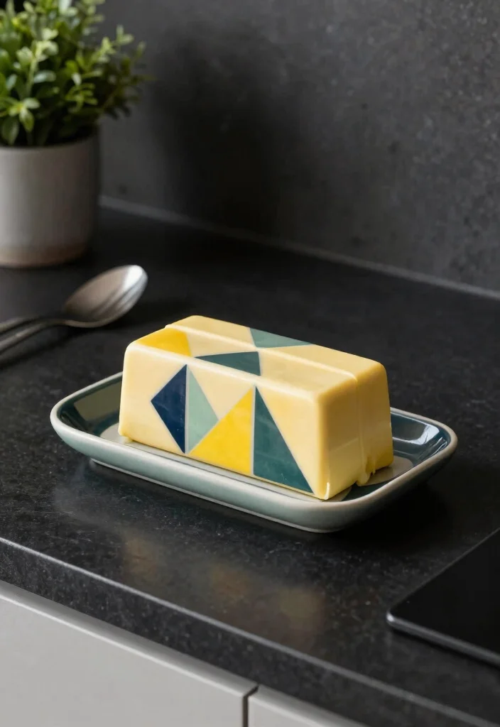 16 Pottery Painting Butter Dish Ideas With Charming Detail - 3. Geometric Patterns: Modern Meets Rustic 1