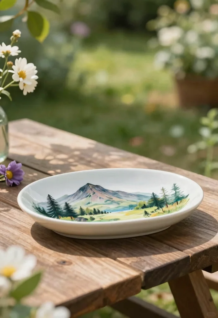 16 Pottery Painting Butter Dish Ideas With Charming Detail - 5. Nature-Inspired Scenes: Capture the Outdoors 1