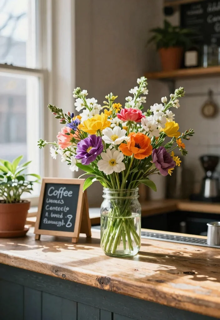 16 Spring Coffee Bar Ideas With Fresh Seasonal Decor - 1. Floral Charm 1