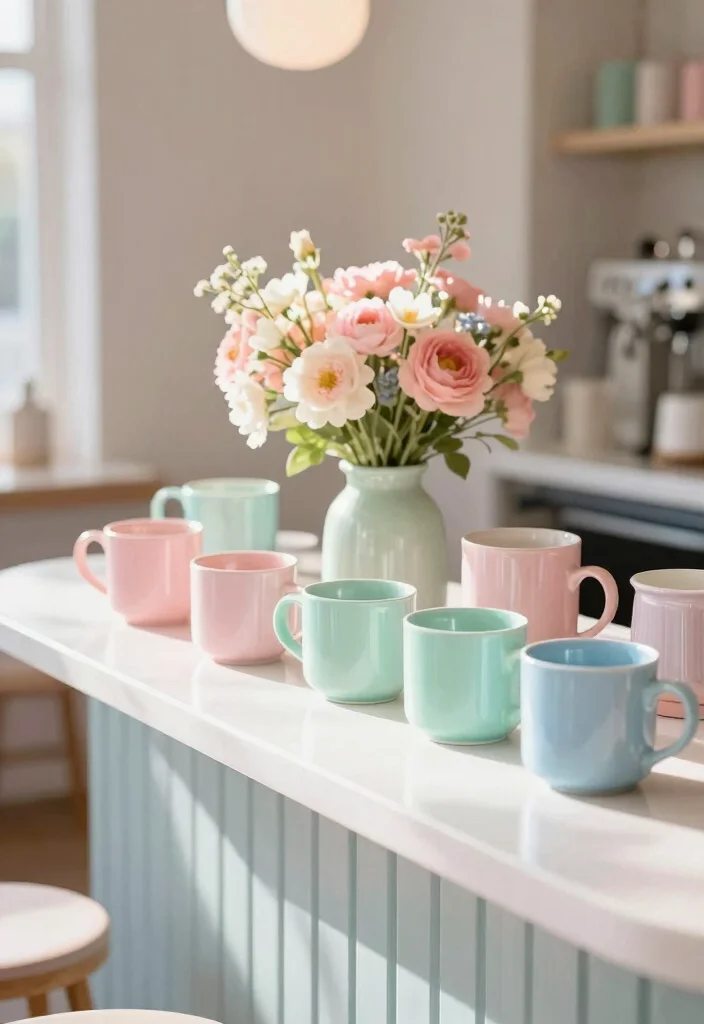 16 Spring Coffee Bar Ideas With Fresh Seasonal Decor - 3. Pastel Palette 1