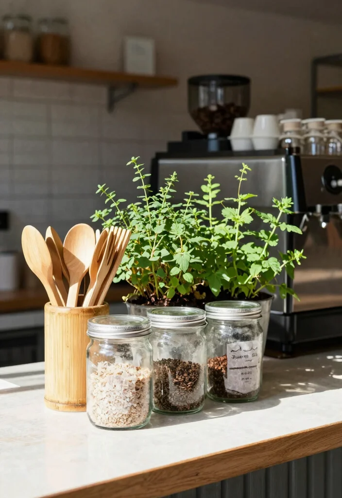 16 Spring Coffee Bar Ideas With Fresh Seasonal Decor - 7. Eco-Friendly Decor 1