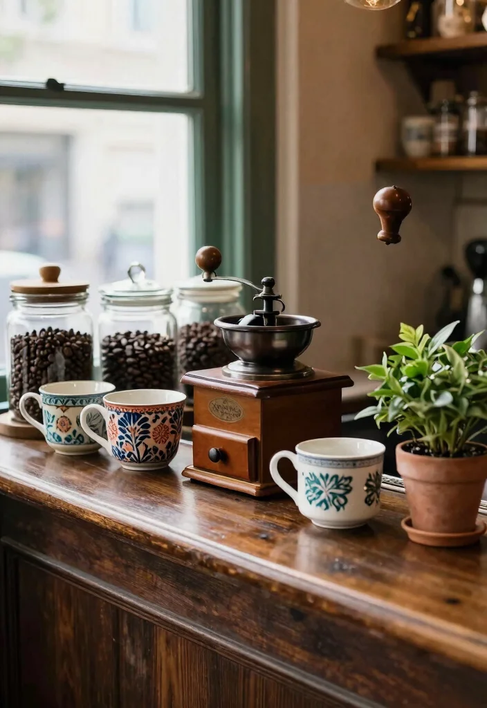 16 Spring Coffee Bar Ideas With Fresh Seasonal Decor - 8. Vintage Finds 1