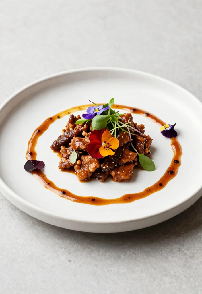 17 Adobo Plating Ideas With Authentic Flair - 10. Modern Artistic Presentation 1