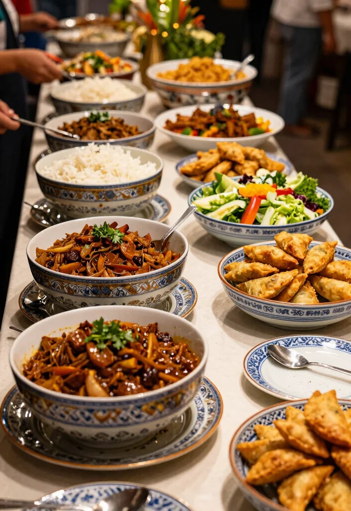 17 Adobo Plating Ideas With Authentic Flair - 16. Grand Buffet Style 1