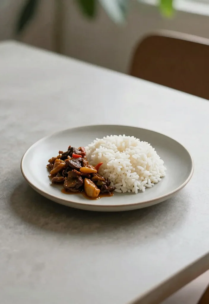 17 Adobo Plating Ideas With Authentic Flair - 4. Minimalist Zen Garden Style 1