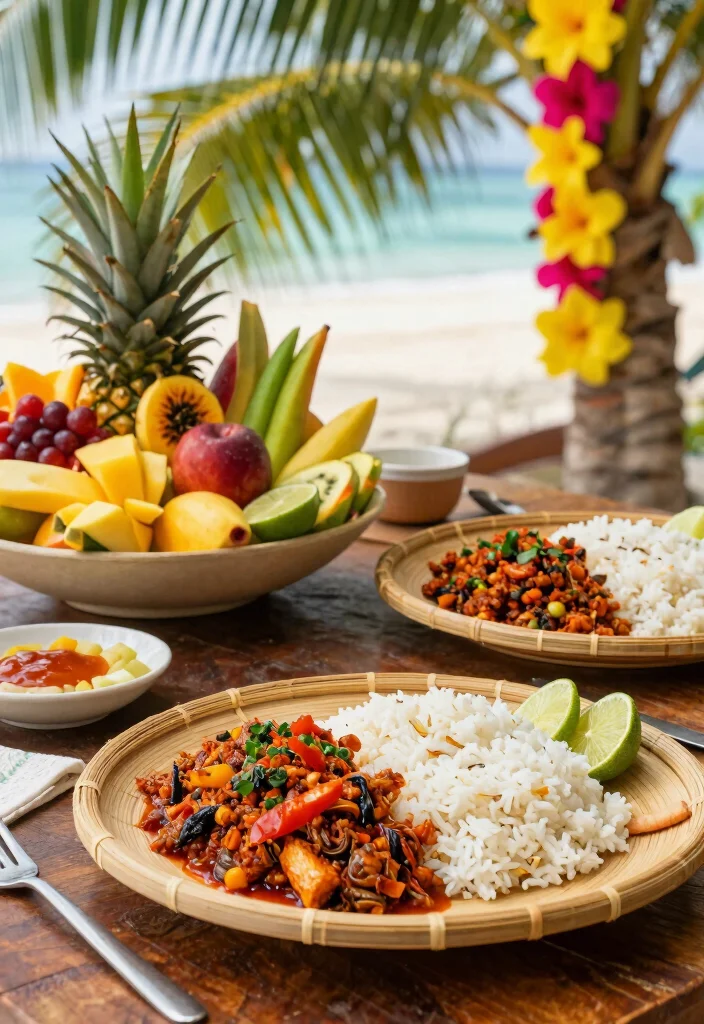 17 Adobo Plating Ideas With Authentic Flair - 5. Tropical Island Vibe 1