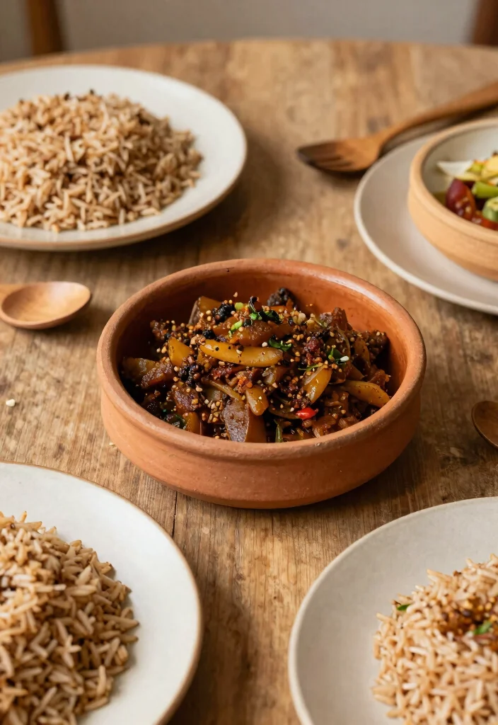 17 Adobo Plating Ideas With Authentic Flair - 6. Earthy Tone Harmony 1