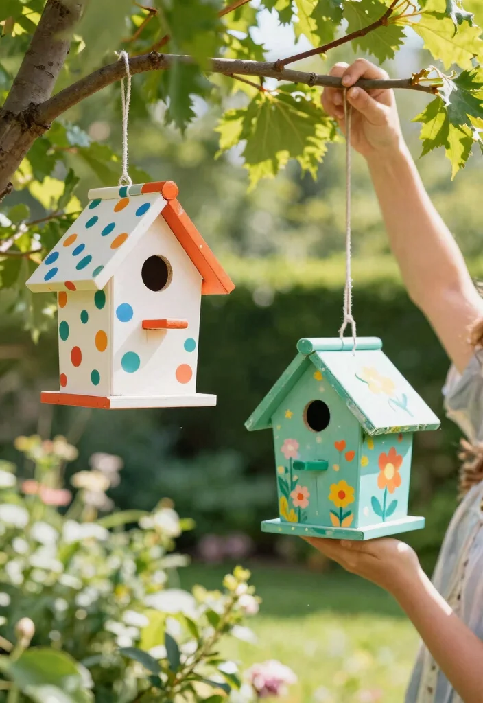 17 Couple Pottery Painting Ideas for a Cute Date Night 63 17 Couple Pottery Painting Ideas for a Cute Date Night - 13. Playful Birdhouses 1