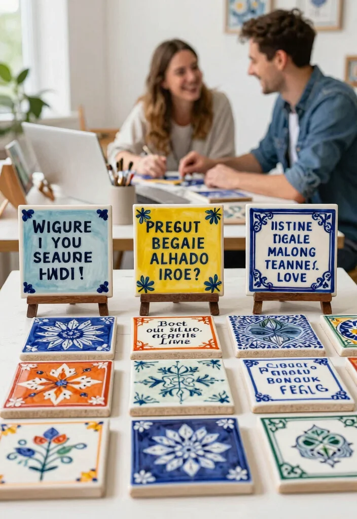 17 Couple Pottery Painting Ideas for a Cute Date Night 64 17 Couple Pottery Painting Ideas for a Cute Date Night - 14. Inspirational Tiles 1