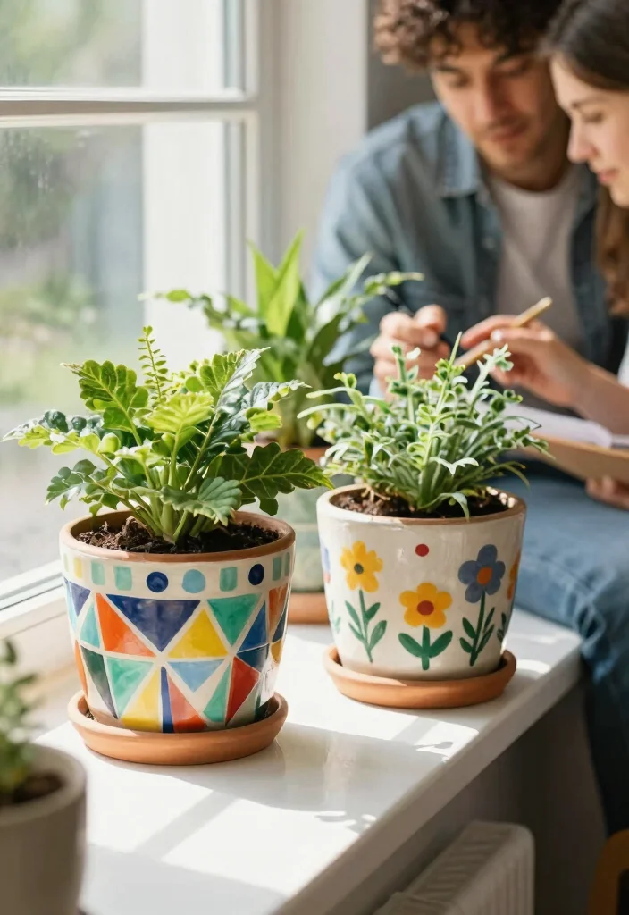 17 Couple Pottery Painting Ideas for a Cute Date Night 65 17 Couple Pottery Painting Ideas for a Cute Date Night - 15. Stylish Planters 1