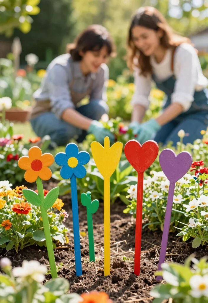 17 Couple Pottery Painting Ideas for a Cute Date Night 66 17 Couple Pottery Painting Ideas for a Cute Date Night - 16. Playful Garden Stakes 1