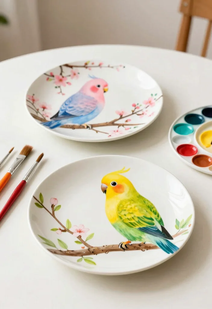 17 Couple Pottery Painting Ideas for a Cute Date Night 12 17 Couple Pottery Painting Ideas for a Cute Date Night - 2. Lovebird Plates 1