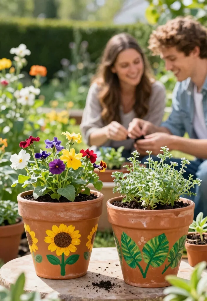 17 Couple Pottery Painting Ideas for a Cute Date Night 24 17 Couple Pottery Painting Ideas for a Cute Date Night - 4. Couple's Garden Pots 1