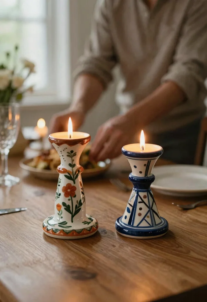17 Couple Pottery Painting Ideas for a Cute Date Night 27 17 Couple Pottery Painting Ideas for a Cute Date Night - 7. Cute Candle Holders 1