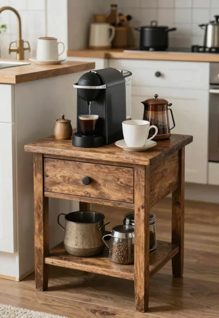 17 Keurig Coffee Bar Ideas Kitchen Counter That Save Space - 10. Repurposed Furniture as Coffee Station 1