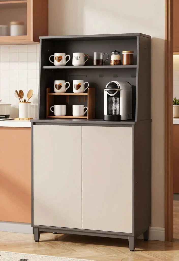 17 Keurig Coffee Bar Ideas Kitchen Counter That Save Space - 14. Compact Coffee Station Cabinet 1
