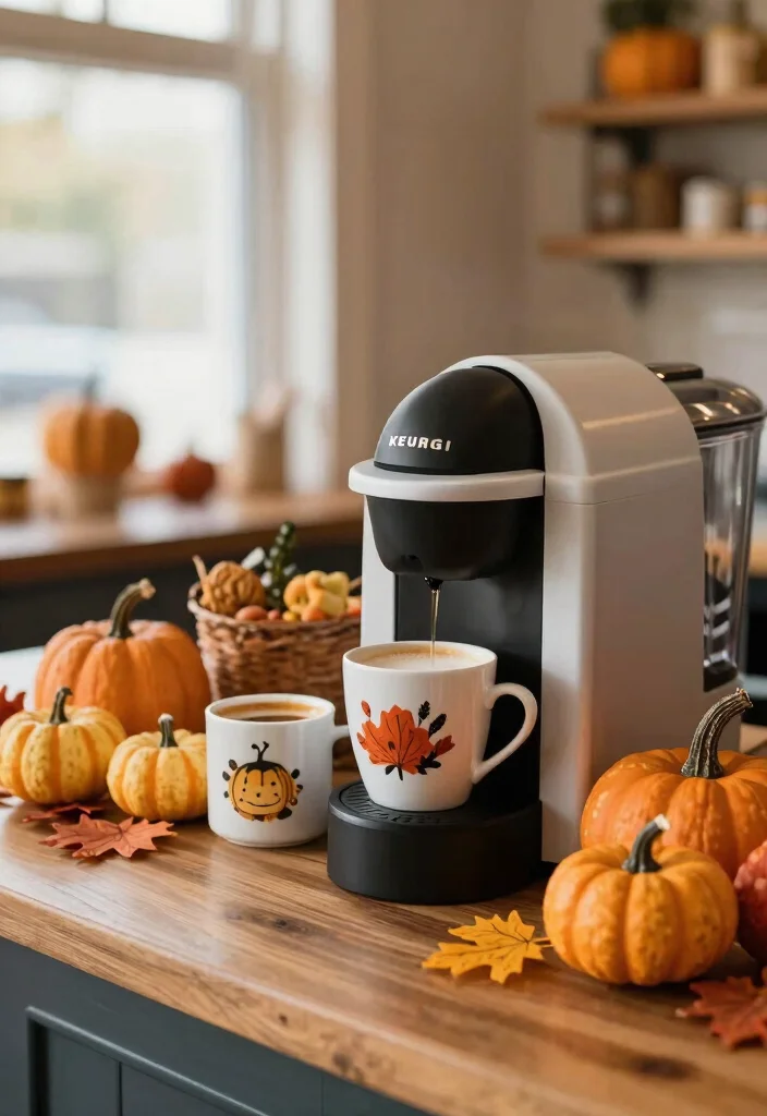17 Keurig Coffee Bar Ideas Kitchen Counter That Save Space - 15. Seasonal Decor for the Coffee Bar 1