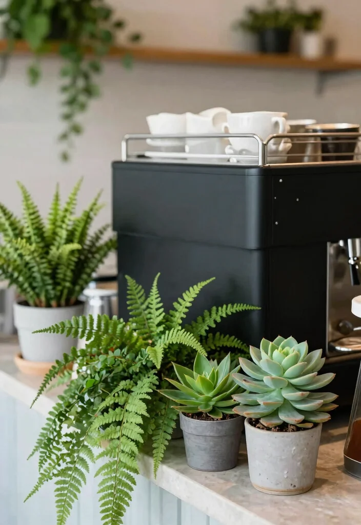 17 Kitchen With Coffee Bar Ideas That Elevate Your Space 54 17 Kitchen With Coffee Bar Ideas That Elevate Your Space - 14. Coffee Bar with Greenery 1