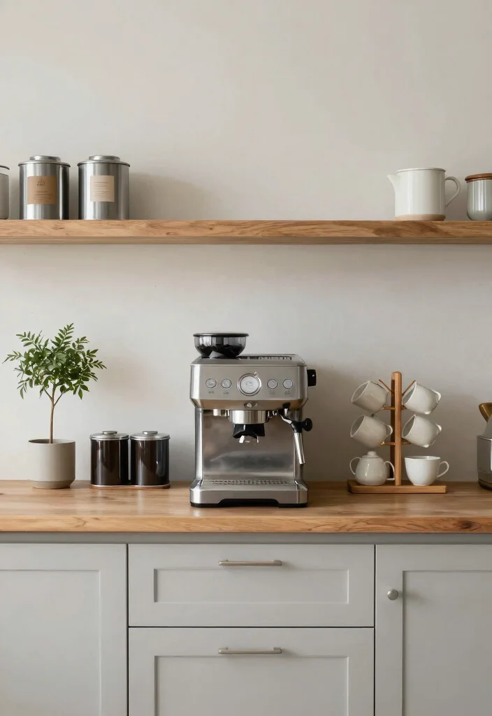 17 Kitchen With Coffee Bar Ideas That Elevate Your Space 7 17 Kitchen With Coffee Bar Ideas That Elevate Your Space - 7. Minimalist Coffee Bar Setup 1