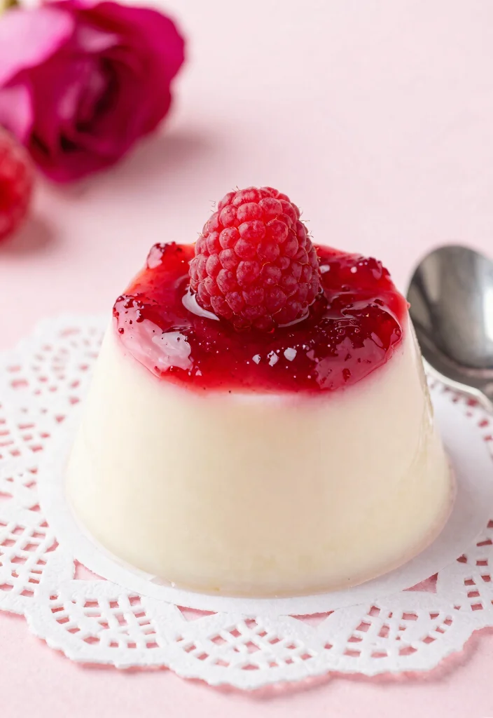 17 Panna Cotta Plating Ideas With Beautiful Presentation - 12. Raspberry Rose 1