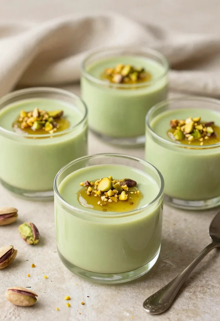 17 Panna Cotta Plating Ideas With Beautiful Presentation - 13. Pistachio Perfection 1