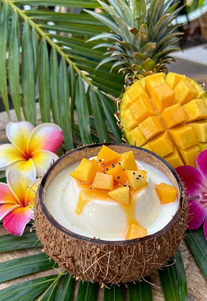 17 Panna Cotta Plating Ideas With Beautiful Presentation - 7. Tropical Paradise 1