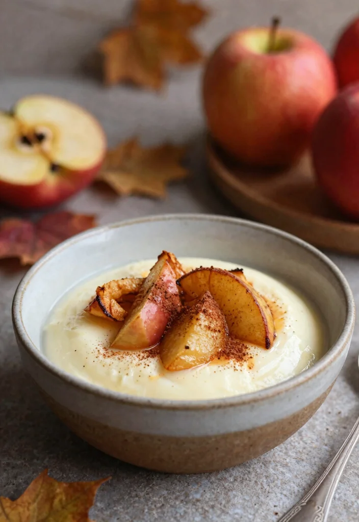 17 Panna Cotta Plating Ideas With Beautiful Presentation - 8. Spiced Apple 1