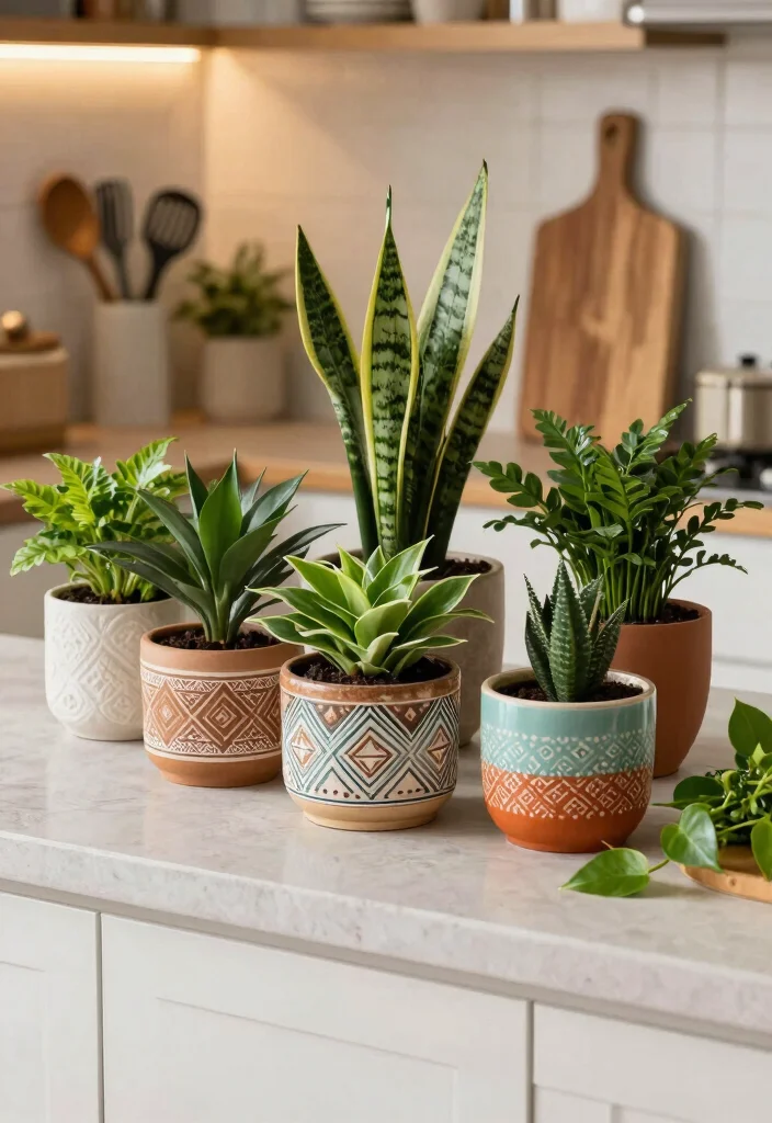 17 Plant Decor Kitchen Ideas That Add Fresh Charm - 3. Stylish Decorative Plant Pots 1