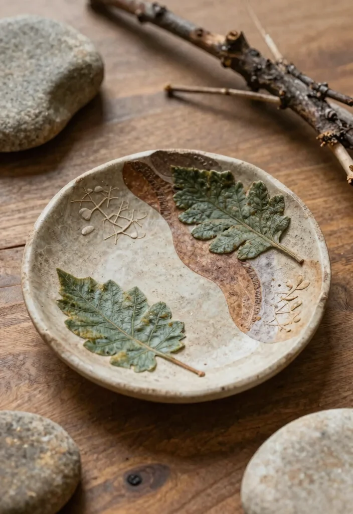 17 Pottery Painting Ideas Trinket Dish That Look Adorable - 12. Nature-Inspired Textures 1