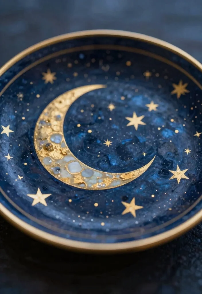 17 Pottery Painting Ideas Trinket Dish That Look Adorable - 14. Celestial Patterns 1