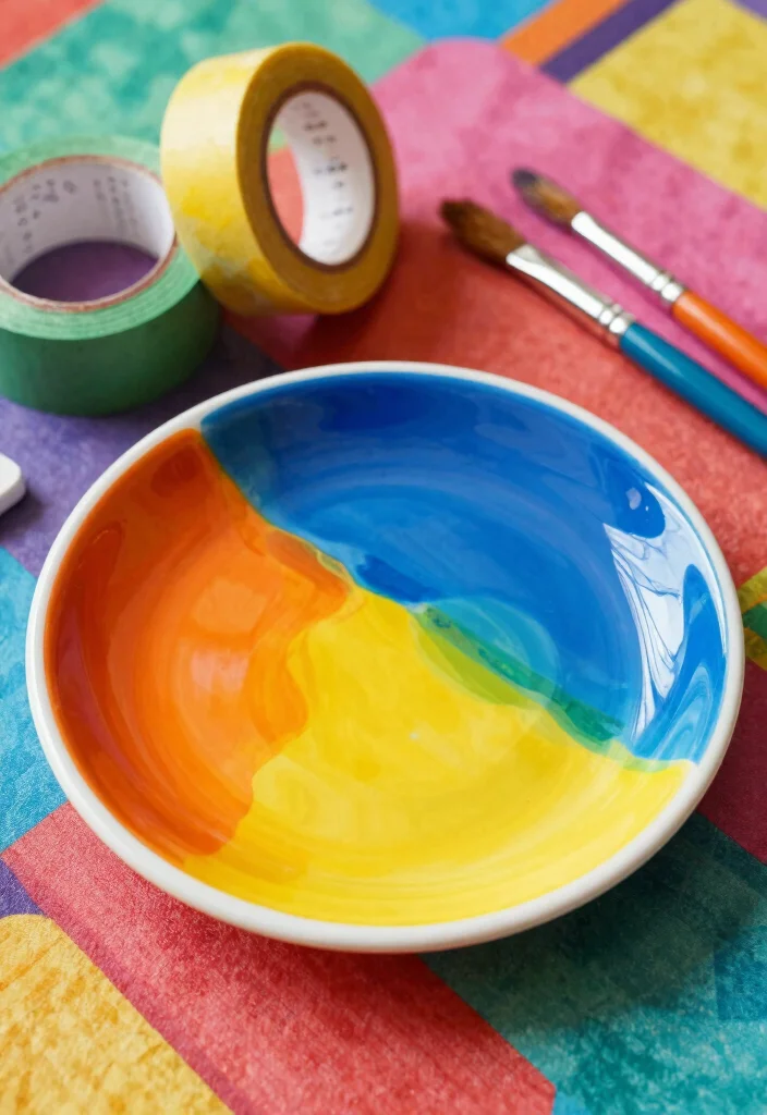 17 Pottery Painting Ideas Trinket Dish That Look Adorable - 16. Color Blocking 1