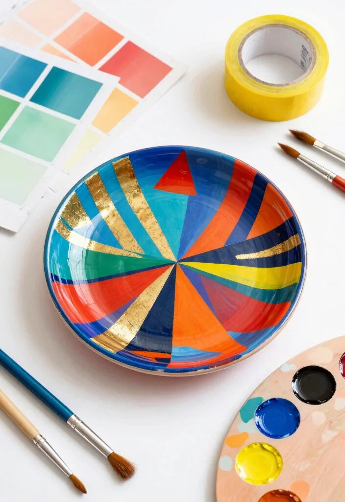 17 Pottery Painting Ideas Trinket Dish That Look Adorable - 2. Geometric Glam 1