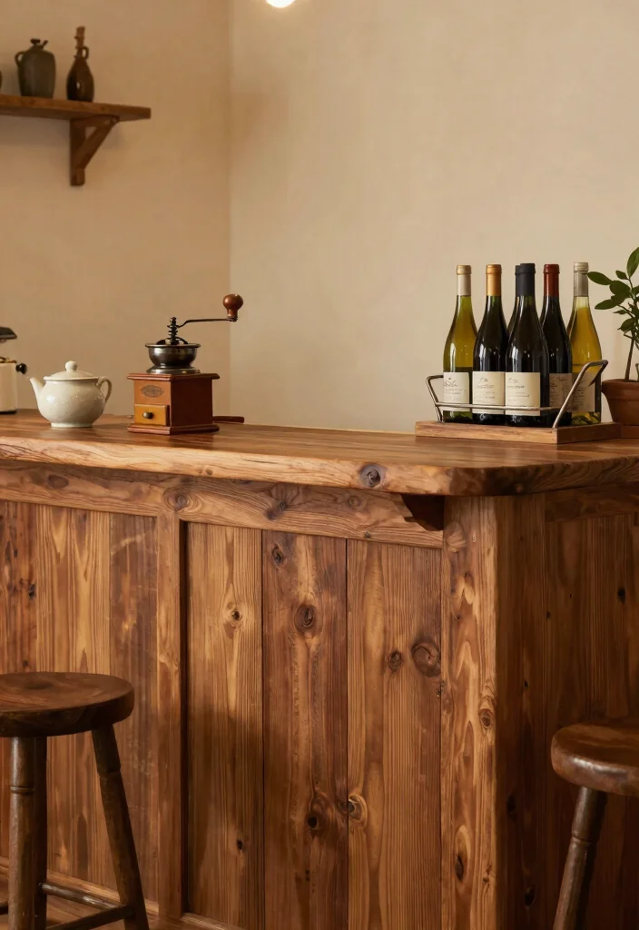 17 Wine and Coffee Bar Ideas for the Ultimate Entertaining Space - 1. Rustic Wooden Bar Counter 1