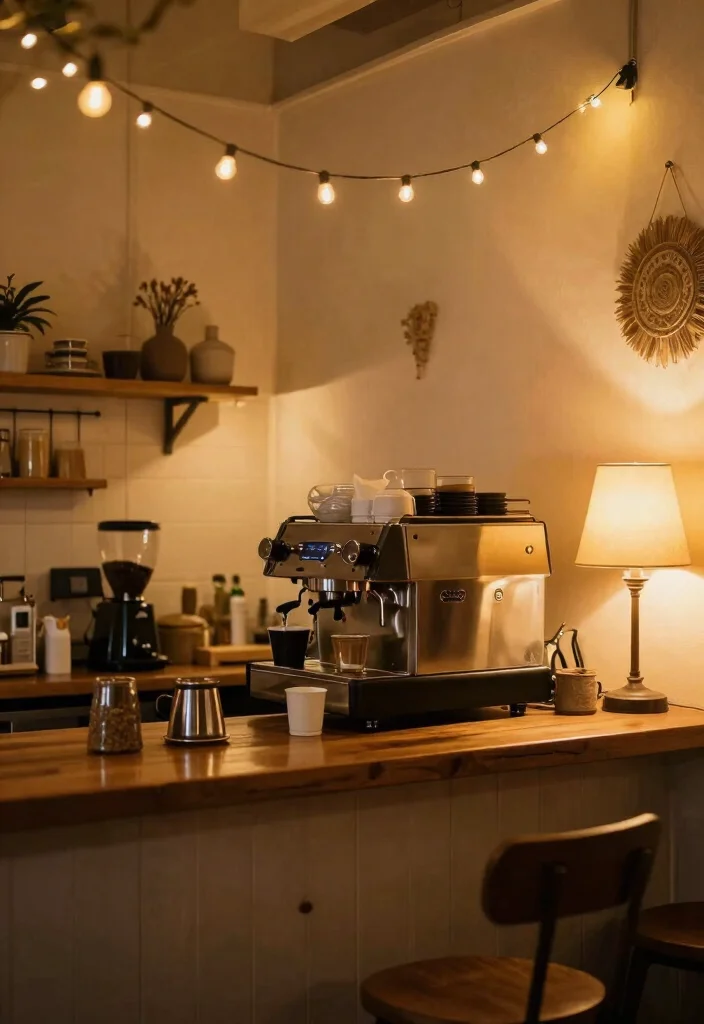 18 Bohemian Coffee Bar Ideas With Relaxed Chic Style 34 18 Bohemian Coffee Bar Ideas With Relaxed Chic Style - 14. Warm Lighting Elements 1