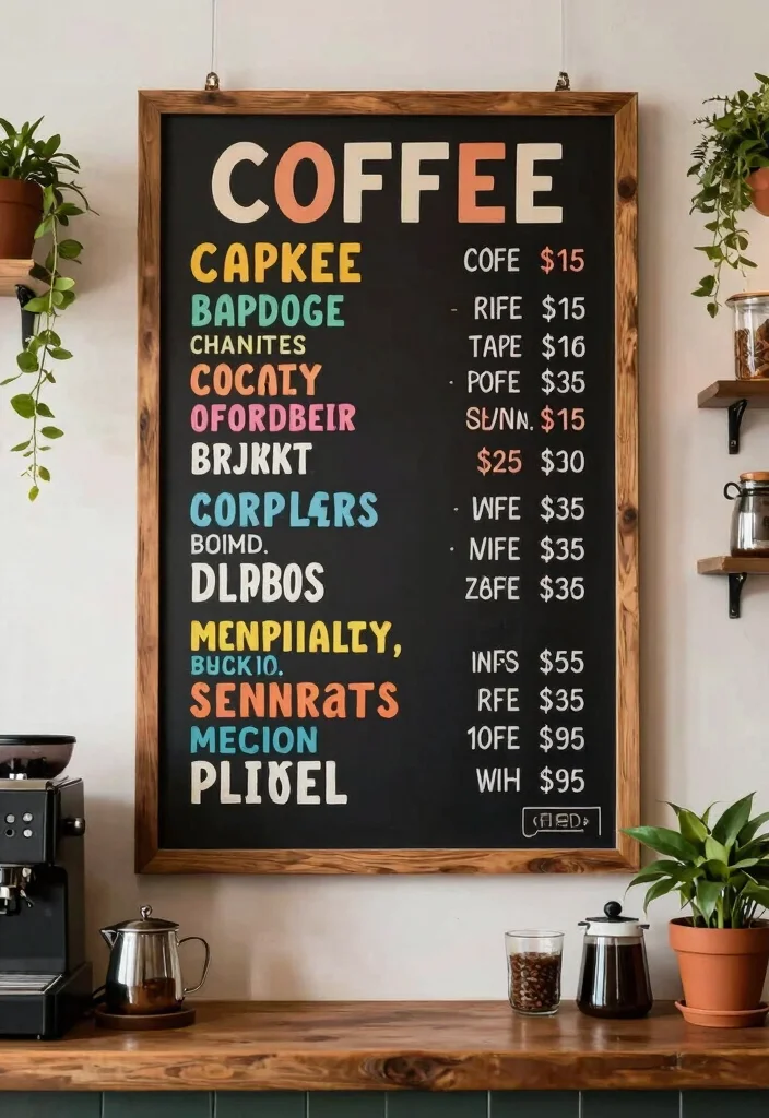 18 Bohemian Coffee Bar Ideas With Relaxed Chic Style 45 18 Bohemian Coffee Bar Ideas With Relaxed Chic Style - 15. Personalized Coffee Menu Board 1