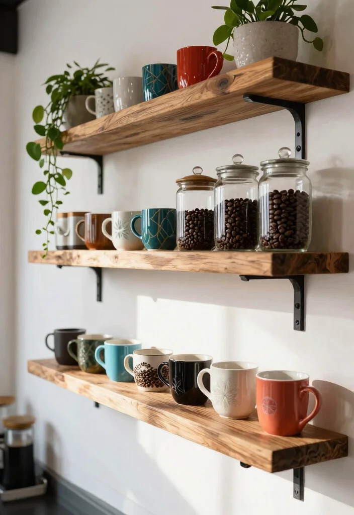 18 Bohemian Coffee Bar Ideas With Relaxed Chic Style 3 18 Bohemian Coffee Bar Ideas With Relaxed Chic Style - 3. Floating Shelves with Greenery 1