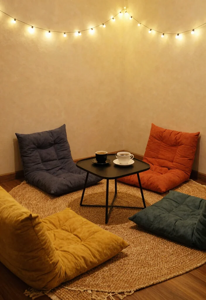 18 Bohemian Coffee Bar Ideas With Relaxed Chic Style 16 18 Bohemian Coffee Bar Ideas With Relaxed Chic Style - 6. Cozy Nook with Floor Cushions 1