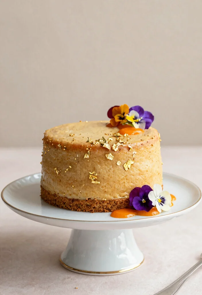 18 Carrot Cake Plating Ideas With Sweet Finishing Touch - 10. Elegant Gold Leaf Accents 1