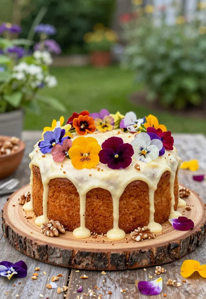 18 Carrot Cake Plating Ideas With Sweet Finishing Touch - 2. Whimsical Flower Garden 1