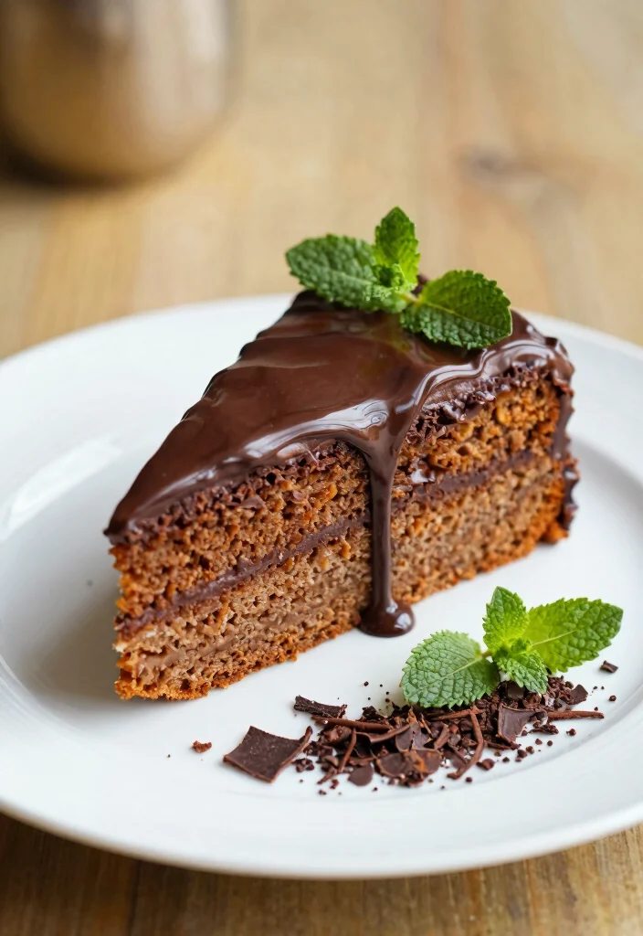 18 Carrot Cake Plating Ideas With Sweet Finishing Touch - 3. Chocolate Drizzle Delight 1