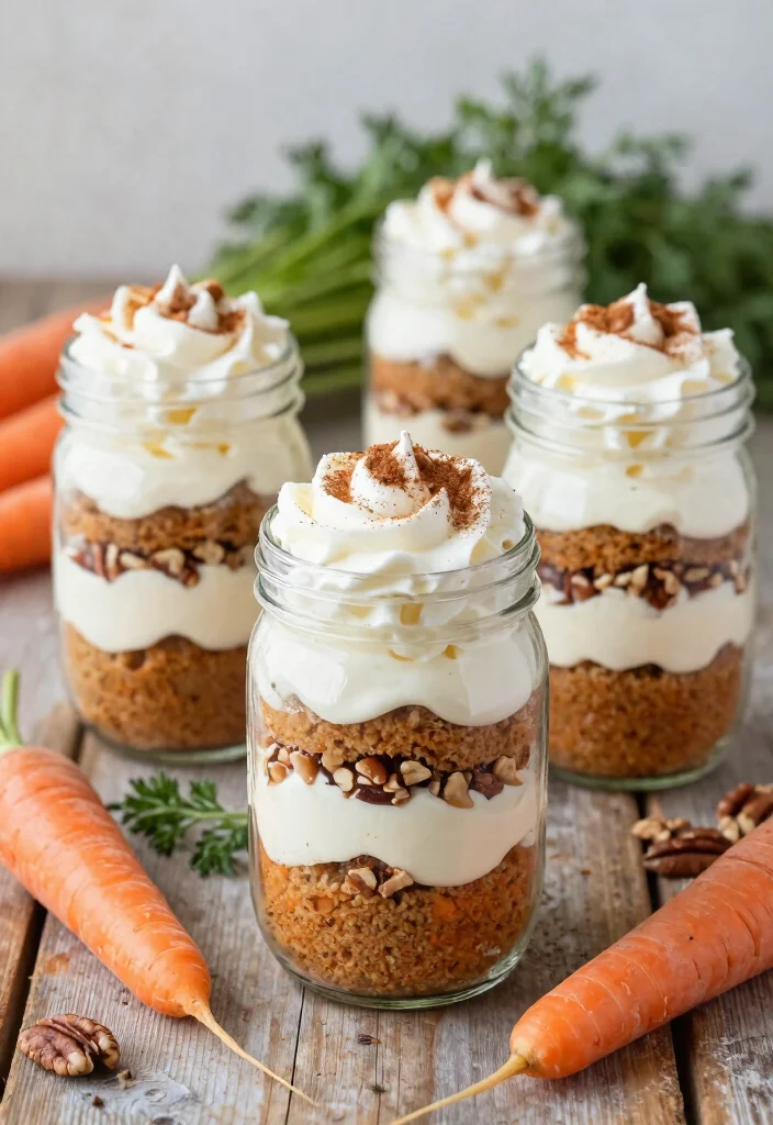 18 Carrot Cake Plating Ideas With Sweet Finishing Touch - 9. Layered Carrot Cake Jars 1