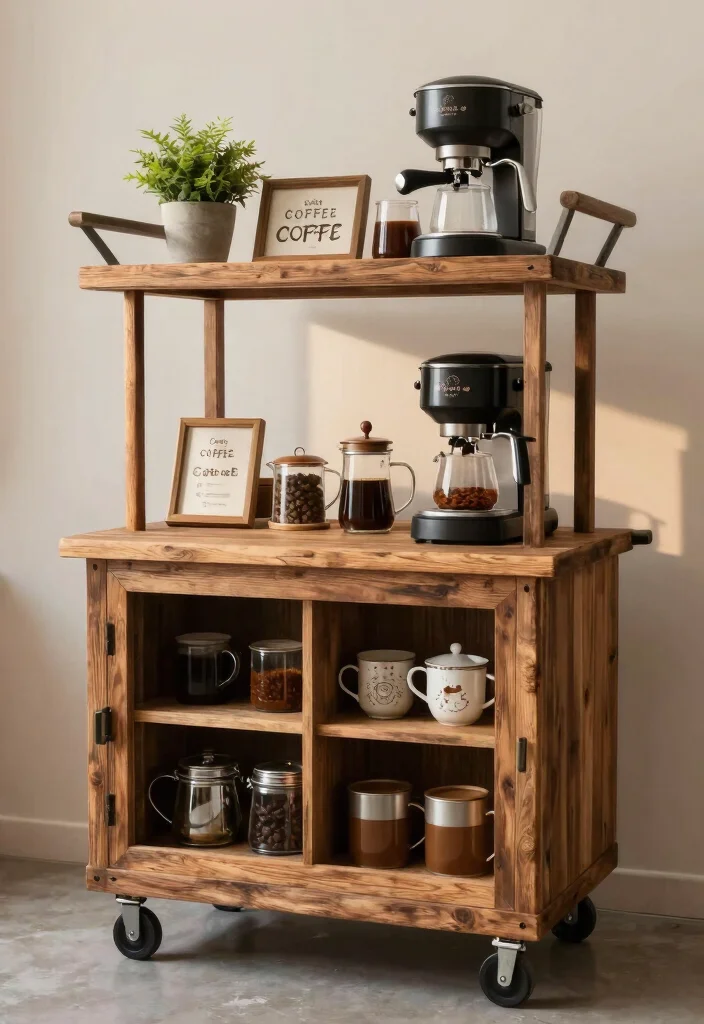 18 Coffee Bar Cabinets Built Ins Ideas With Custom Style 52 18 Coffee Bar Cabinets Built Ins Ideas With Custom Style - 12. Rustic Coffee Cart 1