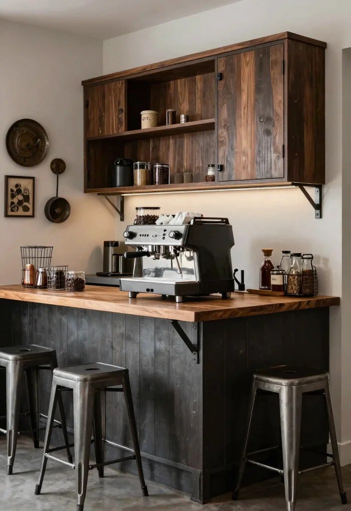 18 Coffee Bar Cabinets Built Ins Ideas With Custom Style 2 18 Coffee Bar Cabinets Built Ins Ideas With Custom Style - 2. Industrial Chic Coffee Bar 1