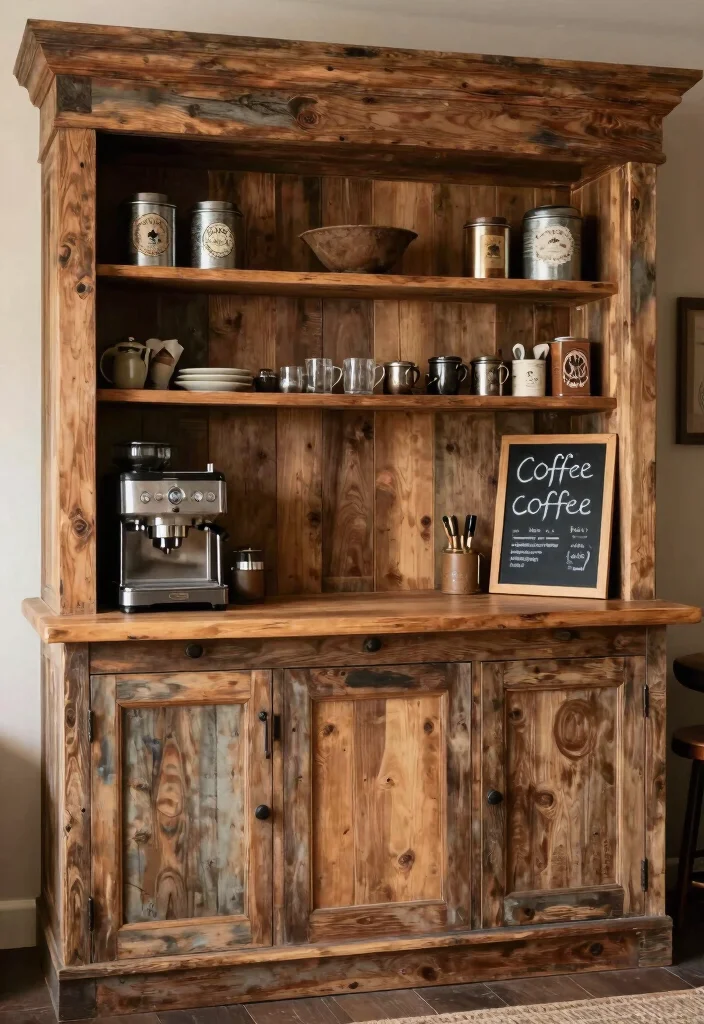 18 Coffee Bar Cabinets Built Ins Ideas With Custom Style 24 18 Coffee Bar Cabinets Built Ins Ideas With Custom Style - 4. Rustic Farmhouse Charm 1