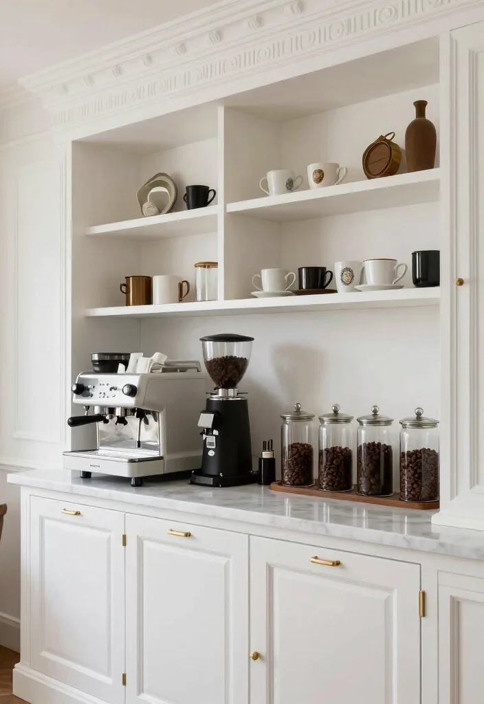 18 Coffee Bar Cabinets Built Ins Ideas With Custom Style 35 18 Coffee Bar Cabinets Built Ins Ideas With Custom Style - 5. Elegant White Coffee Bar 1