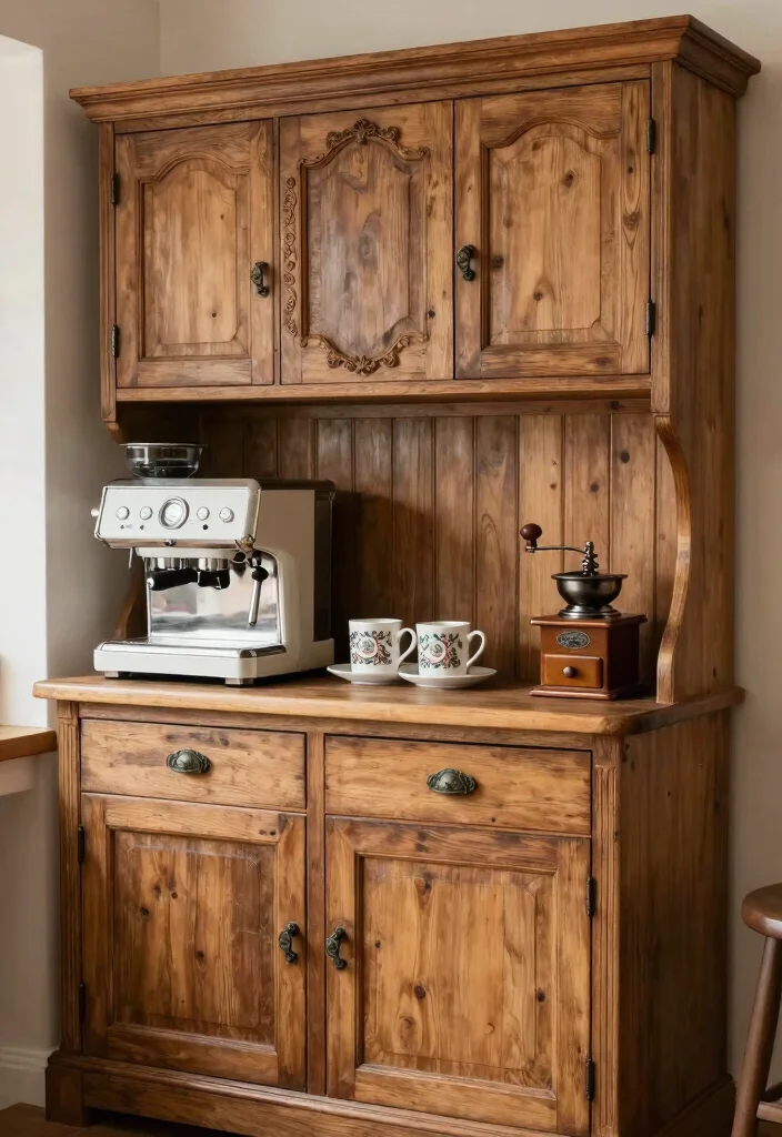 18 Coffee Bar Cabinets Built Ins Ideas With Custom Style 46 18 Coffee Bar Cabinets Built Ins Ideas With Custom Style - 6. Vintage-Inspired Coffee Bar 1