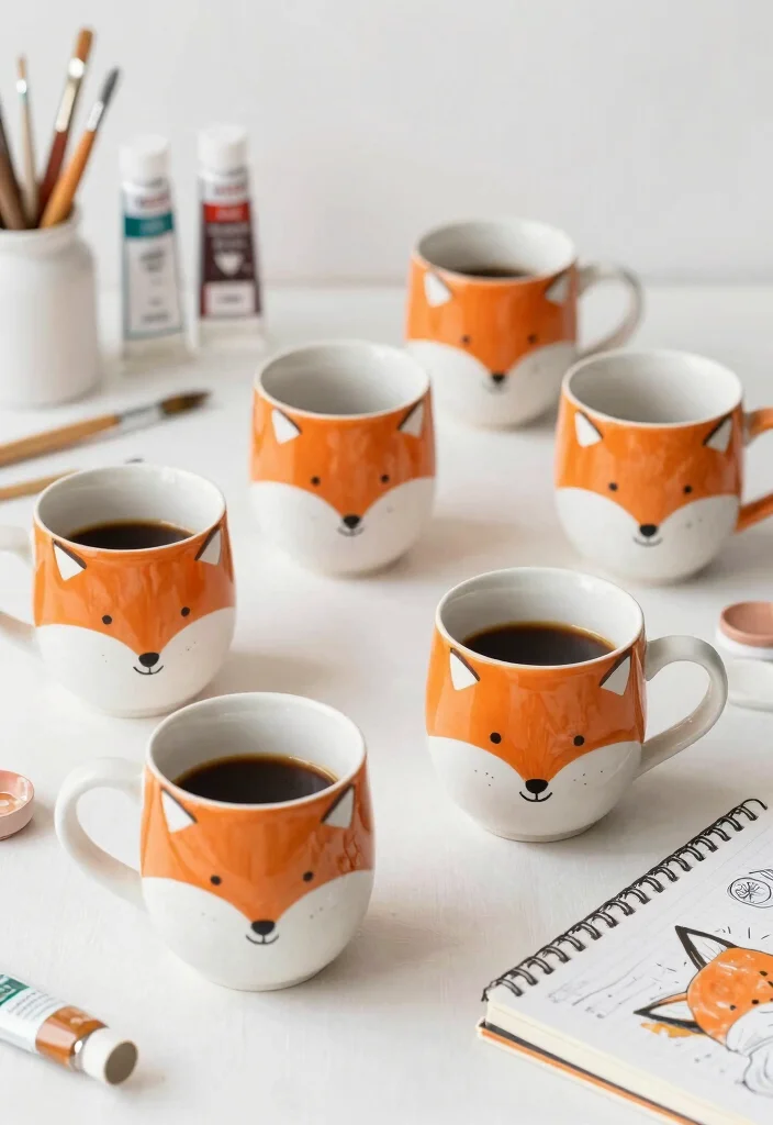 18 Espresso Cup Pottery Painting Ideas With Tiny Cute Designs 1 18 Espresso Cup Pottery Painting Ideas With Tiny Cute Designs - 1. Adorable Fox Faces 1