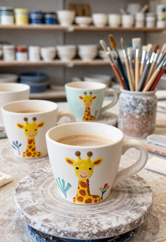 18 Espresso Cup Pottery Painting Ideas With Tiny Cute Designs 40 18 Espresso Cup Pottery Painting Ideas With Tiny Cute Designs - 10. Joyful Giraffes 1