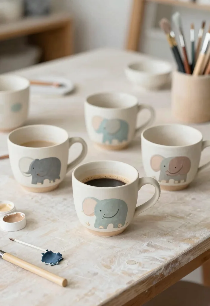 18 Espresso Cup Pottery Painting Ideas With Tiny Cute Designs 42 18 Espresso Cup Pottery Painting Ideas With Tiny Cute Designs - 12. Gentle Elephants 1